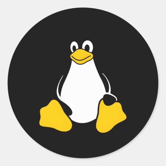 Linux Tux Penguinオープンソースおたくギーク ラウンドシール (正面)