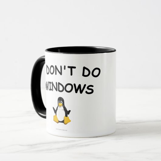 LinuxDontはWindowsのマグをします マグカップ (正面左)