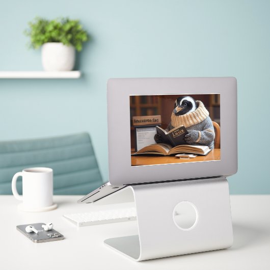 Linuxeros FAQ シール (デスク上のノートパソコン)