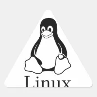 Linuxペンギン付きLinuxロゴ 三角形シール | Zazzle.co.jp