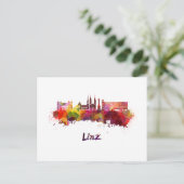 Linz skyline in watercolor ポストカード (スタンド正面)