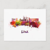 Linz skyline in watercolor ポストカード (正面)