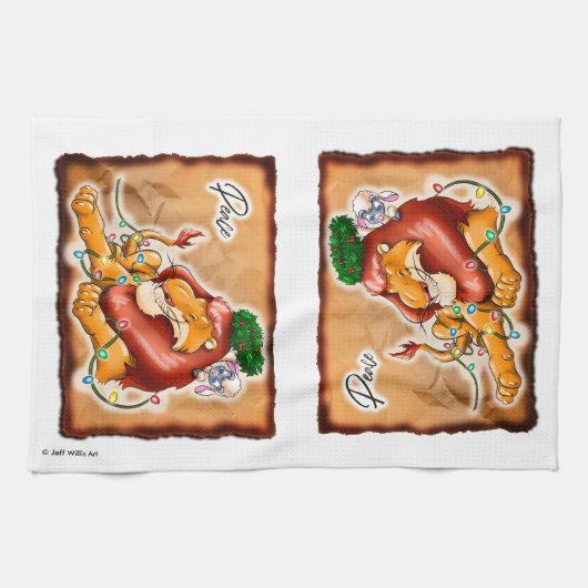 LIONとLAMB PEACE by Jeff Willis Art キッチンタオル (横)