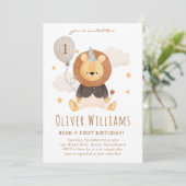 lion 1st birthday blue balloon 招待状 (スタンド正面)