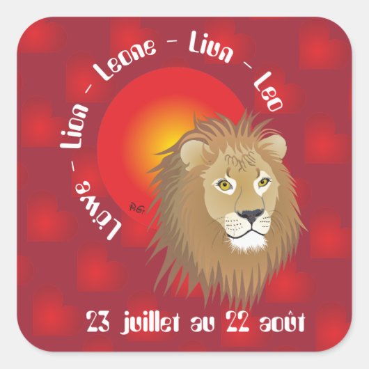 Lion 23 juillet au 22 Autocollants スクエアシール (正面)