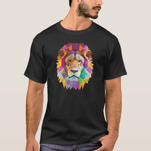 Lion Abstract Polygon Cool Geometric Wild Animal 1 Tシャツ (正面)
