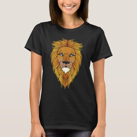 Lion Africa predator print head imprint with wild  Tシャツ (正面)