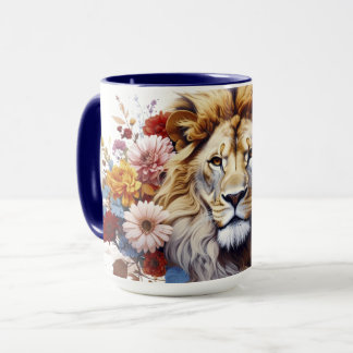 Lion Among Flowers マグカップ