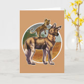 Lion and African Wild Dog Friends カード (黄色い花)