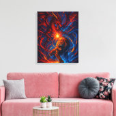 Lion and Dragon Wall Art – Elemental Energy キャンバスプリント (インサイチュ (リビング))