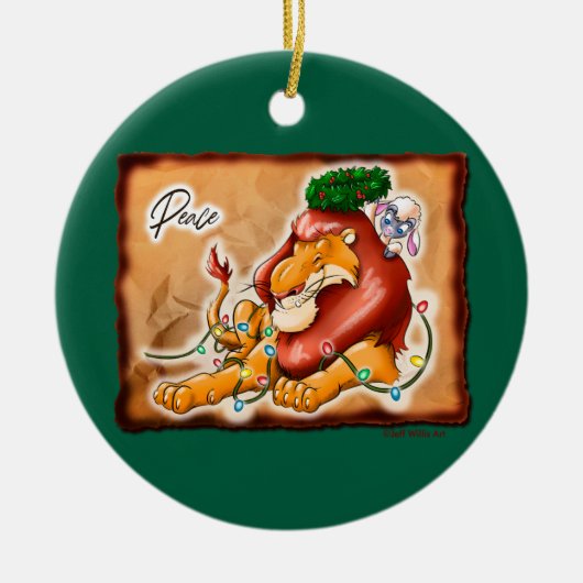 LION AND LAMB PEACE by Jeff Willis Art セラミックオーナメント (正面)
