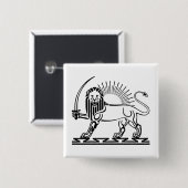 Lion and Sun emblem of Iran - black and white 缶バッジ (正面&裏面)