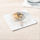 Lion Animal Vie Sauvage Jungle Nature Safari スクエアペーパーコースター (アングル)