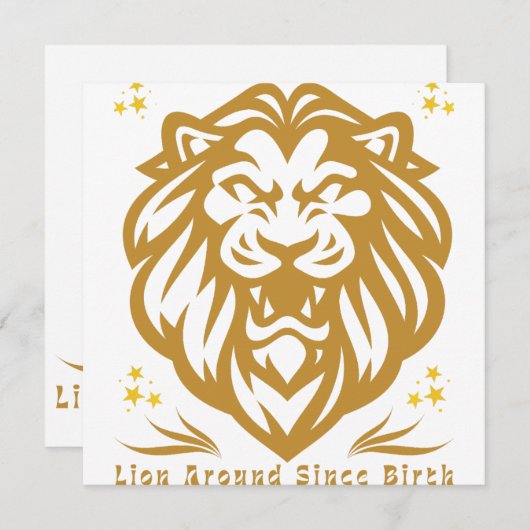 Lion Around Since Birth : Funny Lazy Lion Design 招待状 (正面/裏面)