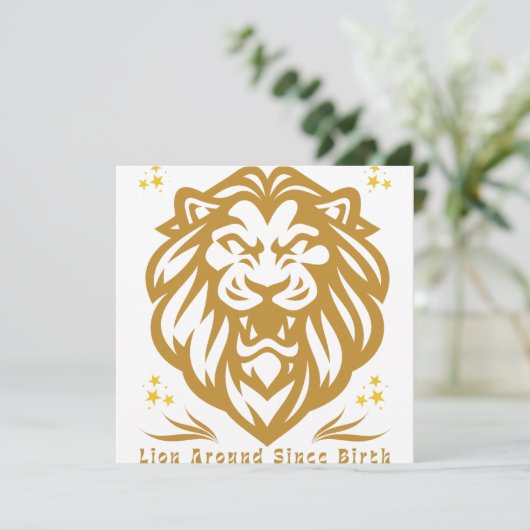 Lion Around Since Birth : Funny Lazy Lion Design 招待状 (スタンド正面)