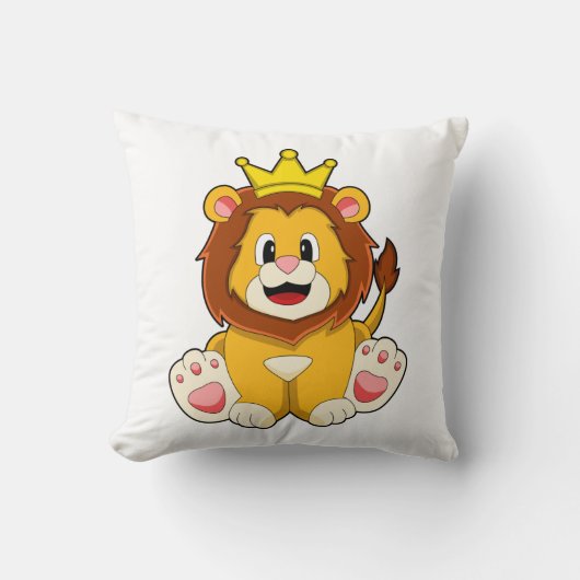 Lion as King with Crown クッション (正面)