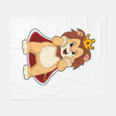 Lion as King with Crown.PNG フリースブランケット (正面(横))