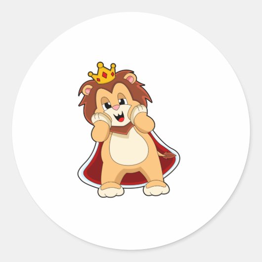 Lion as King with Crown.PNG ラウンドシール (正面)