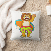 Lion as Surfer with Surfboard クッション (ブランケット)