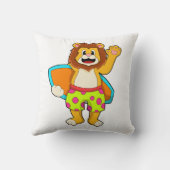 Lion as Surfer with Surfboard クッション (裏面)