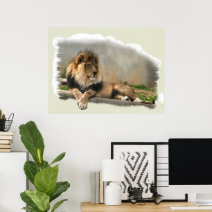Lion At Rest Lion Lovers Art ポスター