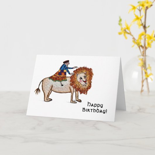 Lion Birthday Card カード (黄色い花)