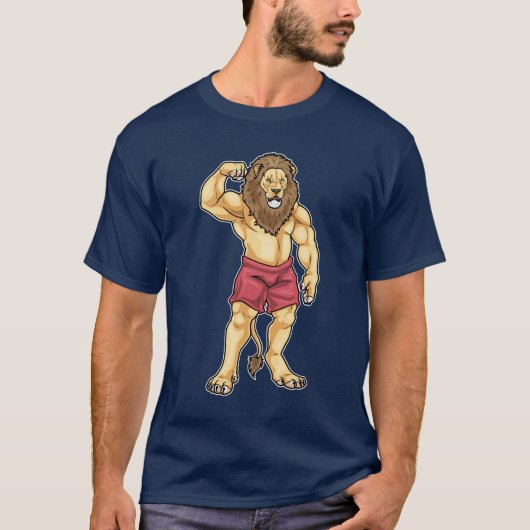 Lion Bodybuilder Bodybuilding Tシャツ (正面)