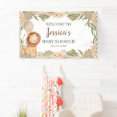 Lion Boho pampas Grass baby shower Welcome banner 横断幕 (インサイチュ)