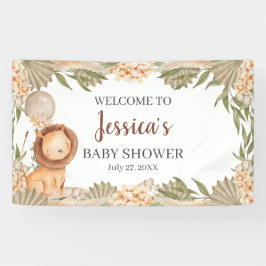 Lion Boho pampas Grass baby shower Welcome banner 横断幕