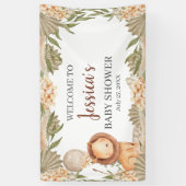 Lion Boho pampas Grass baby shower Welcome banner 横断幕 (縦)