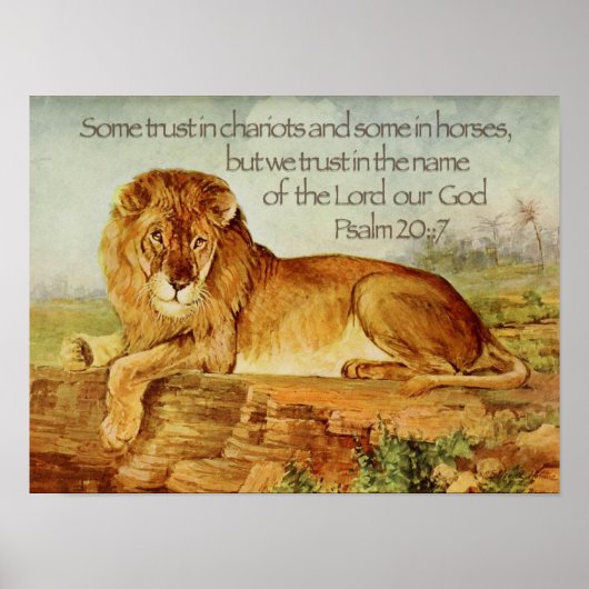 Lion Christian Bible Verse Trust in the Lord ポスター (正面)