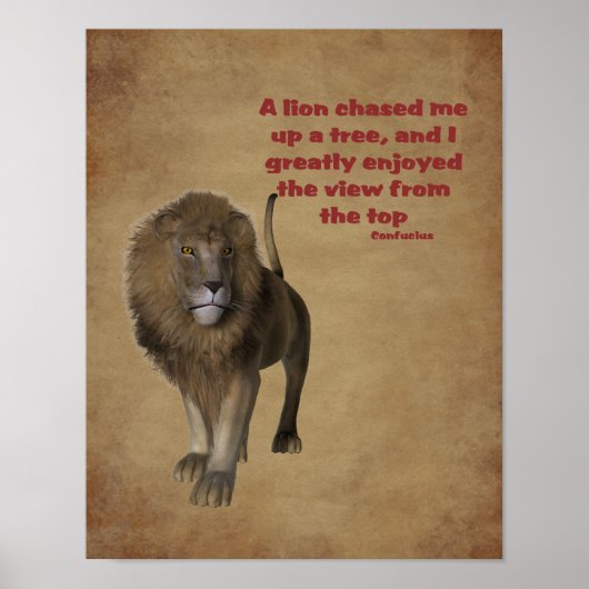 Lion Confucius Quote Inspirational ポスター (正面)
