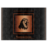 Lion Copper-Embellished Personalized Glass カッティングボード (正面)