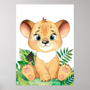 Lion Cub, Baby Animal, Jungle Safari Animals ポスター
