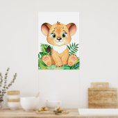 Lion Cub, Baby Animal, Jungle Safari Animals ポスター (キッチン)
