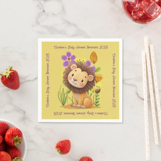 Lion Cub Baby Shower スタンダードカクテルナプキン (インサイチュ)