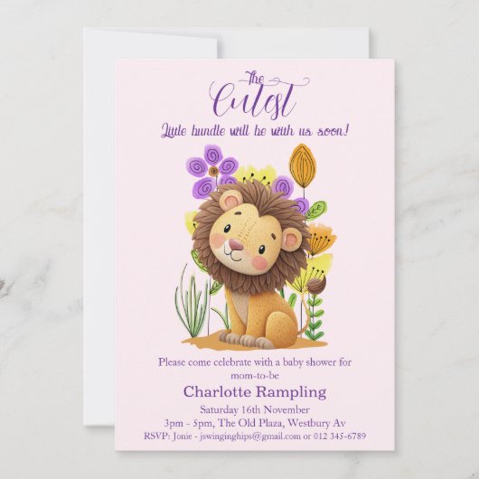 Lion Cub Baby Shower Invitation 招待状 (正面)
