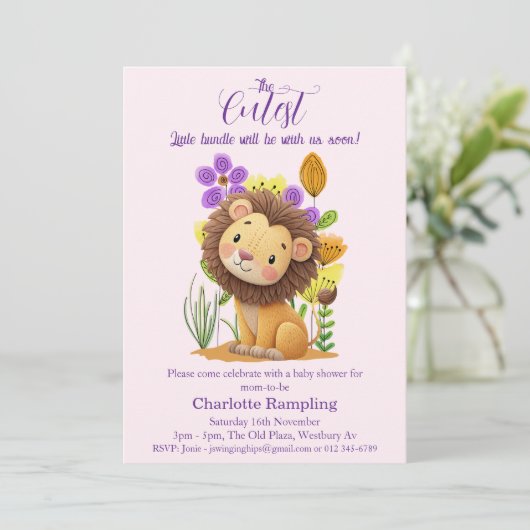 Lion Cub Baby Shower Invitation 招待状 (スタンド正面)