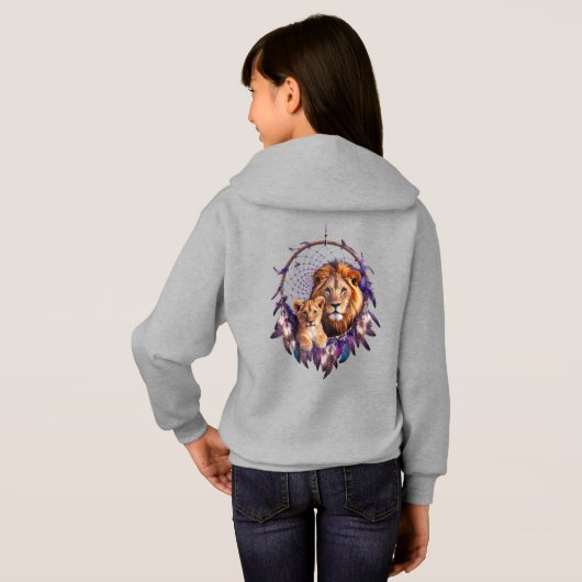 Lion Cub Dream Catcher Kids Pullover Hoodie  (裏面フル)
