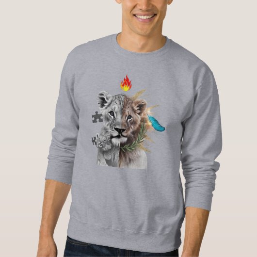 Lion Cub Duality Art Basic Sweatshirt  スウェットシャツ (正面)
