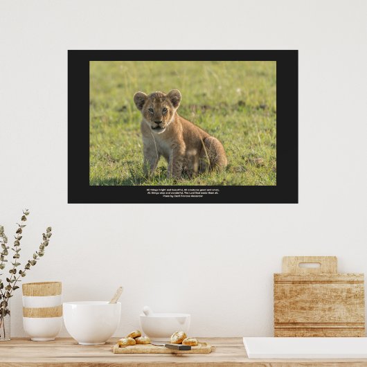 Lion Cub In Natural Setting Personalize Text  ポスター (キッチン)