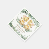 Lion Cubs Jungle Greenery Twin Girls Baby Shower  スタンダードカクテルナプキン (角)