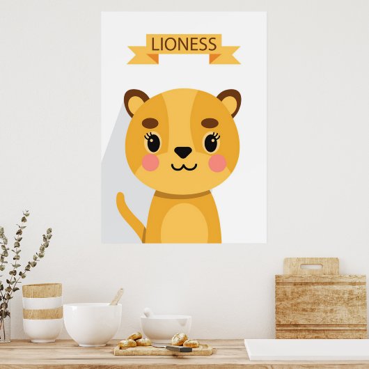 Lion Cute Lioness ポスター (キッチン)