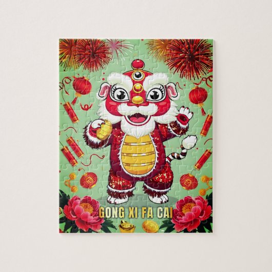 Lion Dance Activity Jigsaw Puzzle for Kids ジグソーパズル (縦)