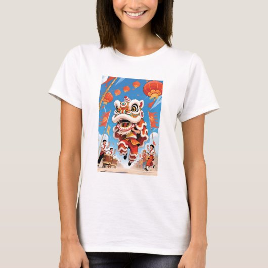Lion Dance Women White Tシャツ (正面)