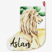 Lion Desert Safari Christmas王のストッキング ラージクリスマスストッキング (裏面)