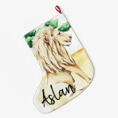 Lion Desert Safari Christmas王のストッキング ラージクリスマスストッキング (裏面 (吊り時))