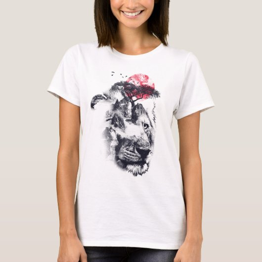Lion Design Double Exposed Tシャツ (正面)
