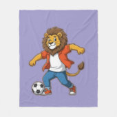 Lion Dribbling a Soccer Ball | Power, Skill & Cham フリースブランケット (正面)