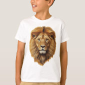 Lion Face Kids T-Shirt | Cute Jungle Animal Tee Tシャツ (正面)